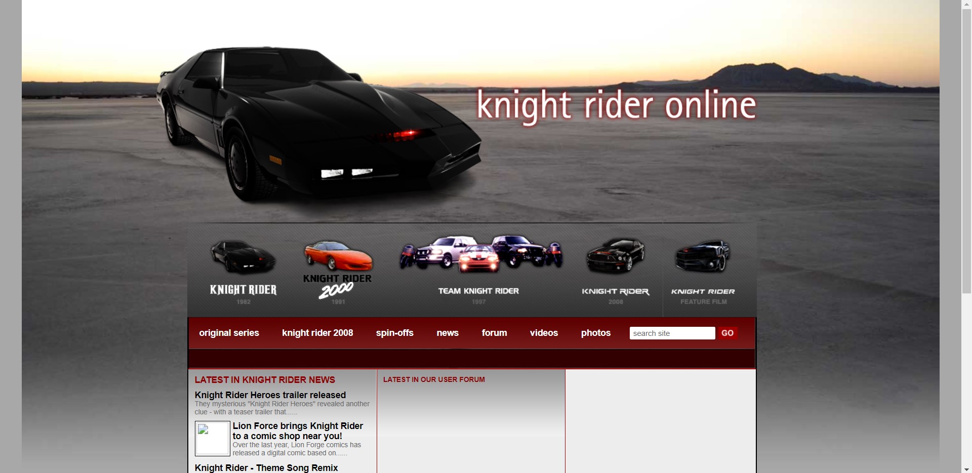 KNIGHT RIDER ONLINE - rozsiahla a zaujmav strnka s mnostvom noviniek